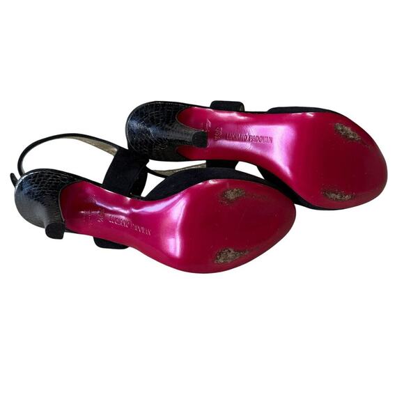 Vintage Luciano Padovan Red Bottom Suede Snakeskin Heels 36.5 - Picture 14 of 15